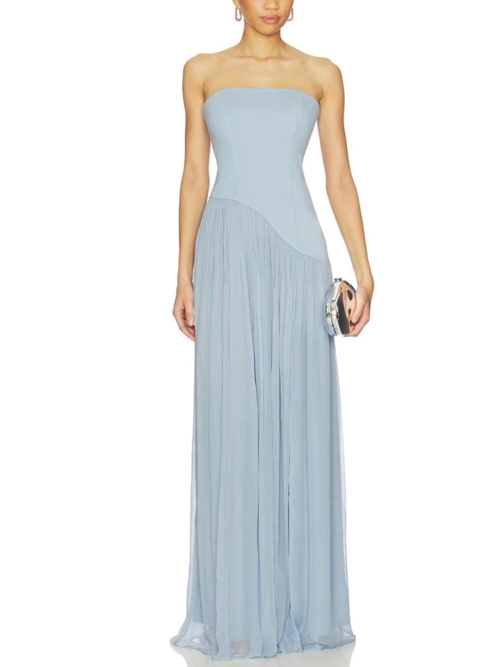 NEW Lovers and Friends Alice Strapless Gown Dusty Blue Light Corset Maxi Dress